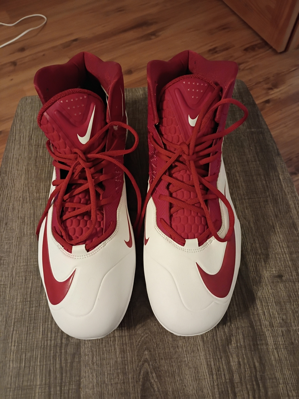 Nike Red and White Men's High-Top Athletic Shoes